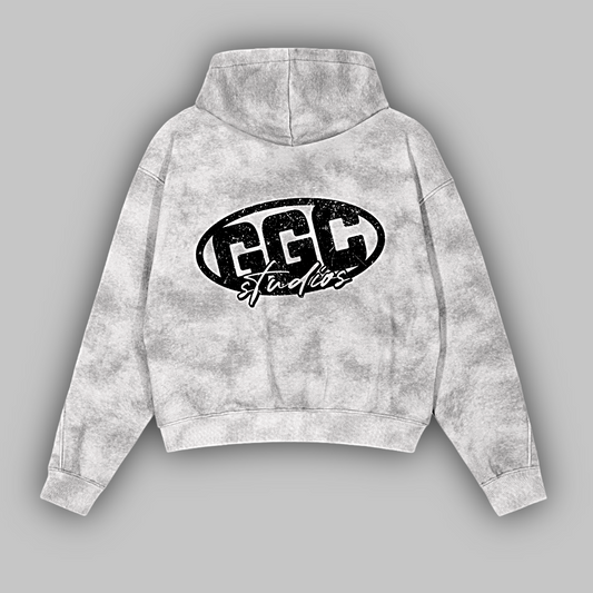 Dirty Washed Zip-Up Fleece Hoodie