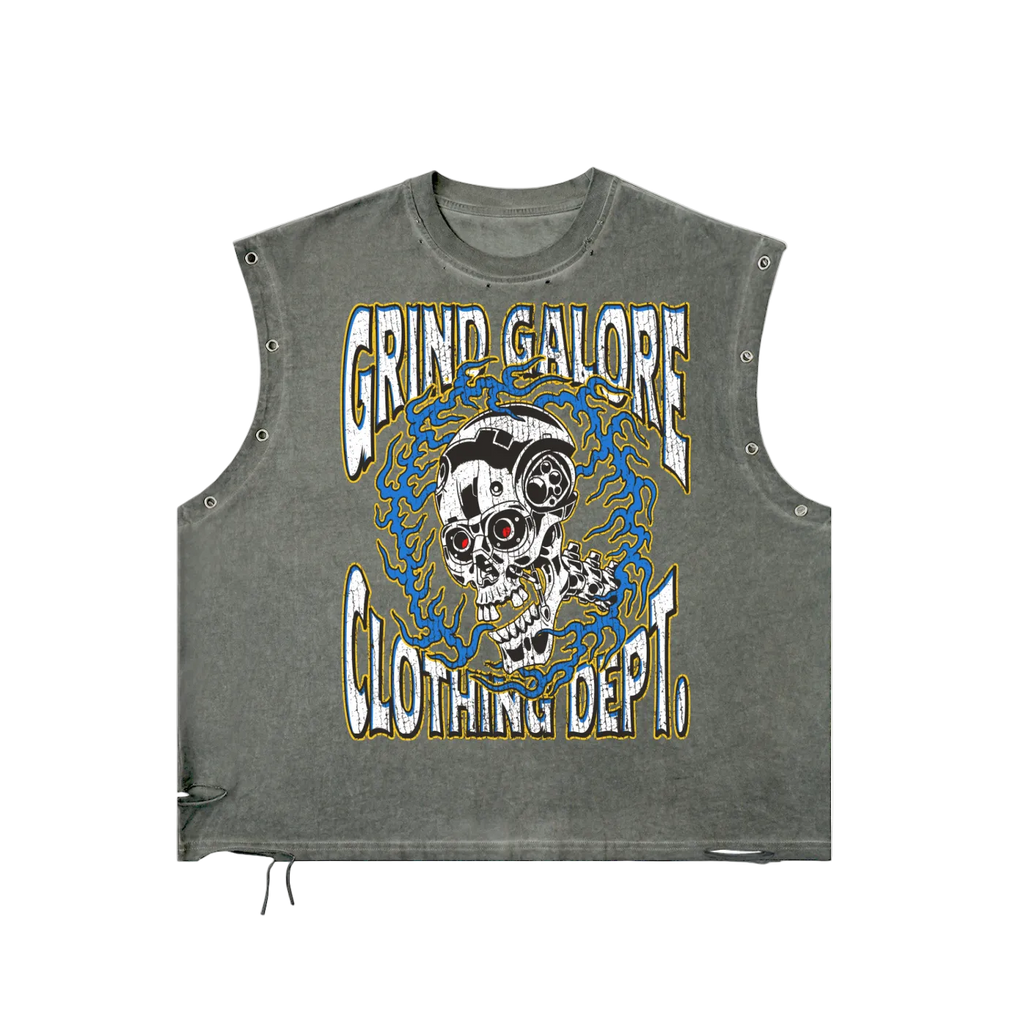 Distressed Grommet Eyelet Tank Top