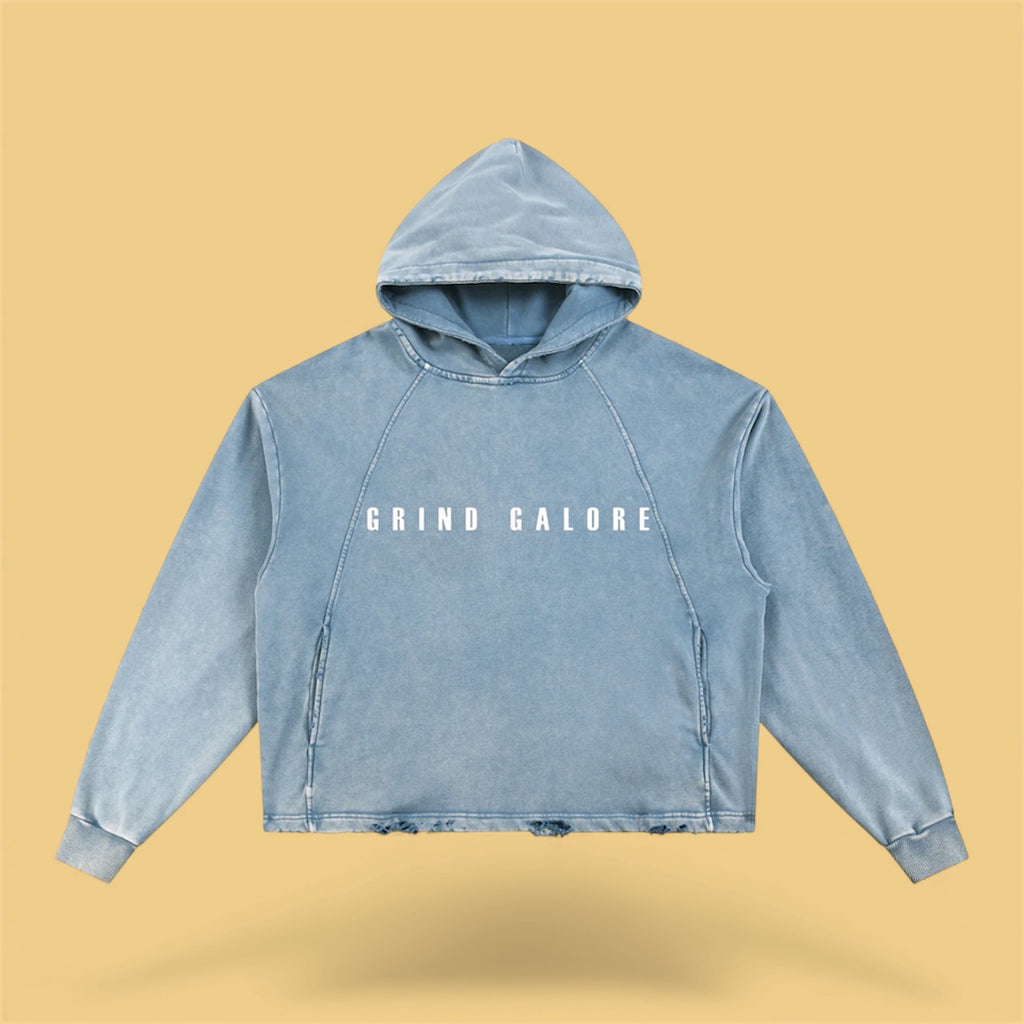 Grind Galore - Vintage Washed Frayed-Hem Hoodie