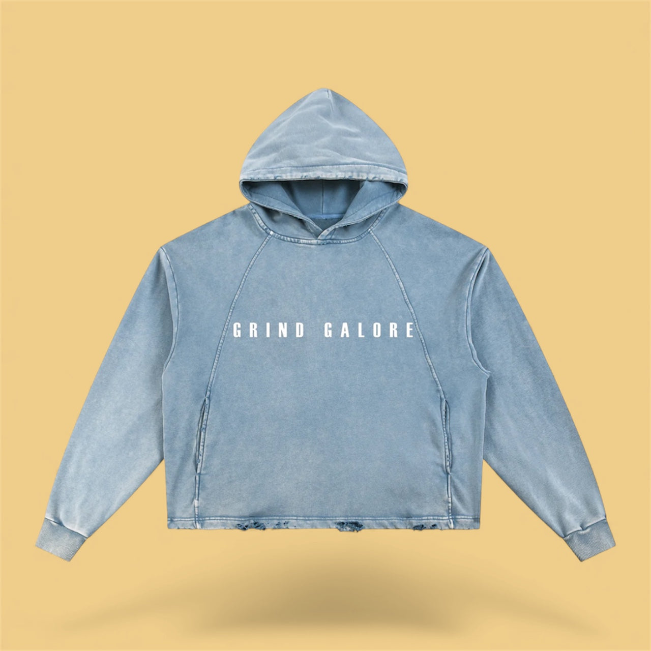 Grind Galore - Vintage Washed Frayed-Hem Hoodie