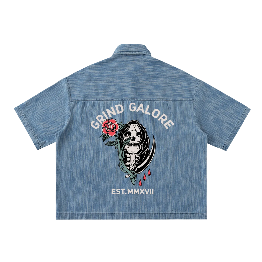 Distressed Wash Short-Sleeve Shirt