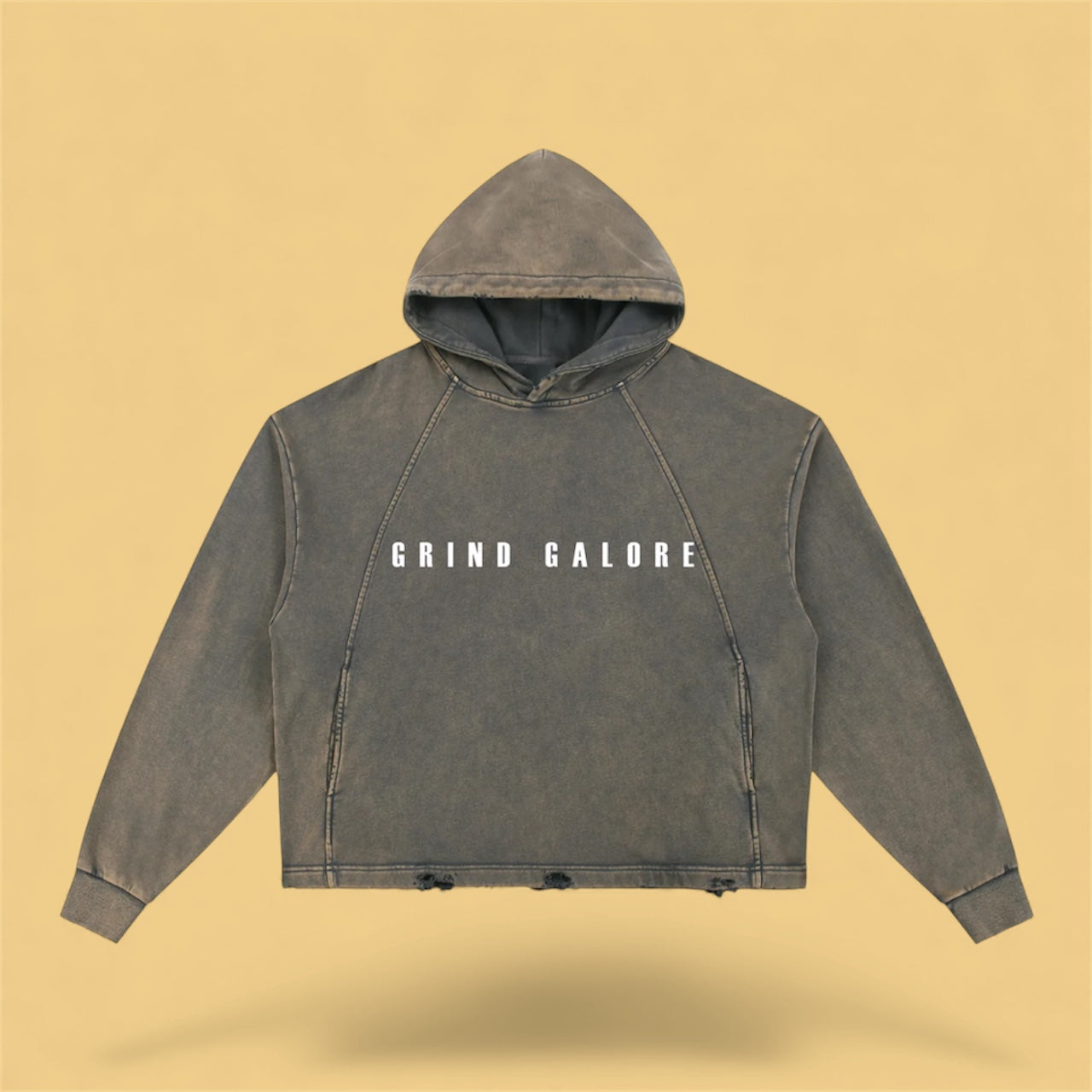 Grind Galore - Vintage Washed Frayed-Hem Hoodie
