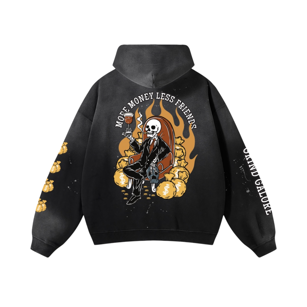 Vintage Washed Frayed Fleece Hoodie