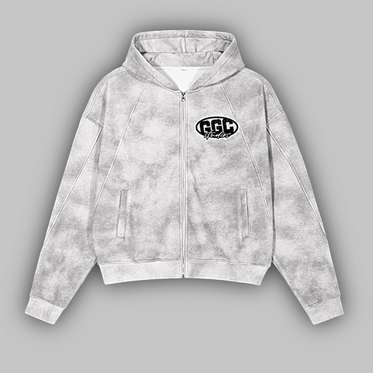 Dirty Washed Zip-Up Fleece Hoodie