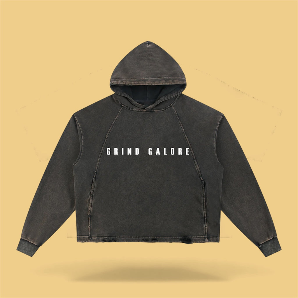 Grind Galore - Vintage Washed Frayed-Hem Hoodie