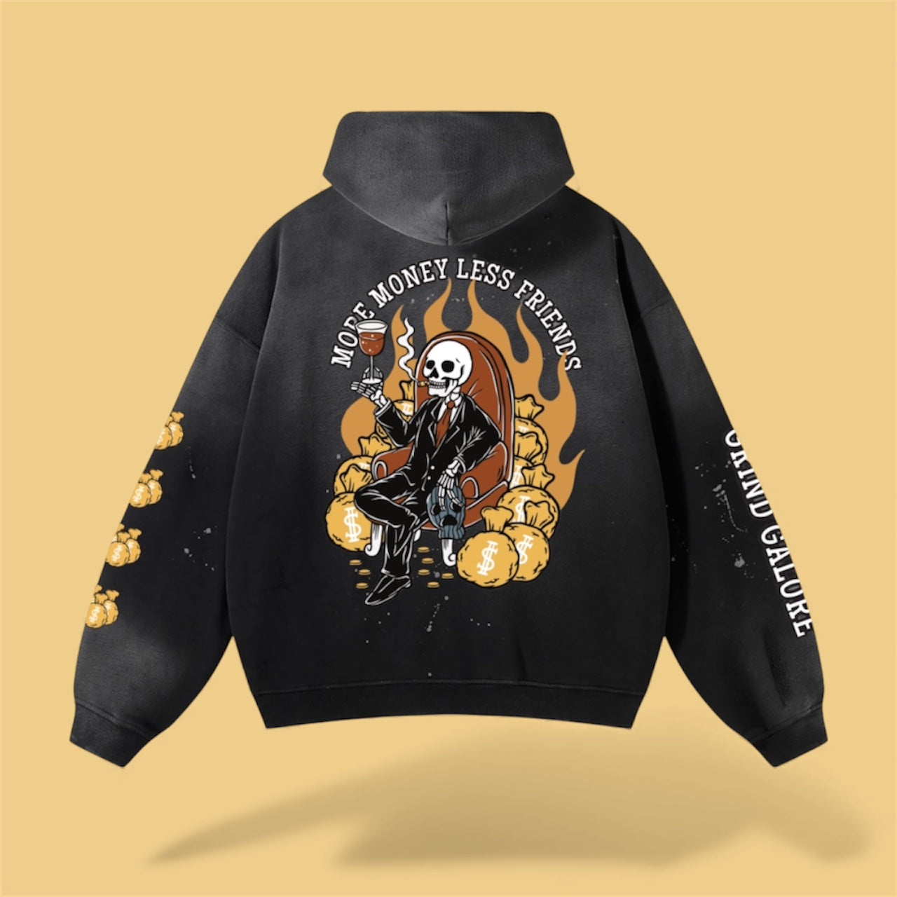 Vintage Washed Frayed Fleece Hoodie