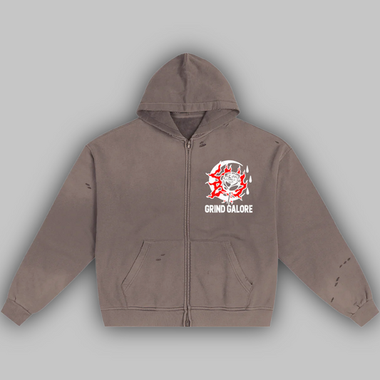 Hand-Frayed Sunfade Zip Hoodie