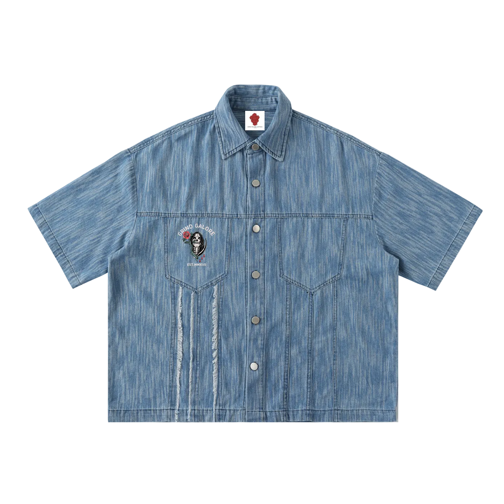Distressed Wash Short-Sleeve Shirt