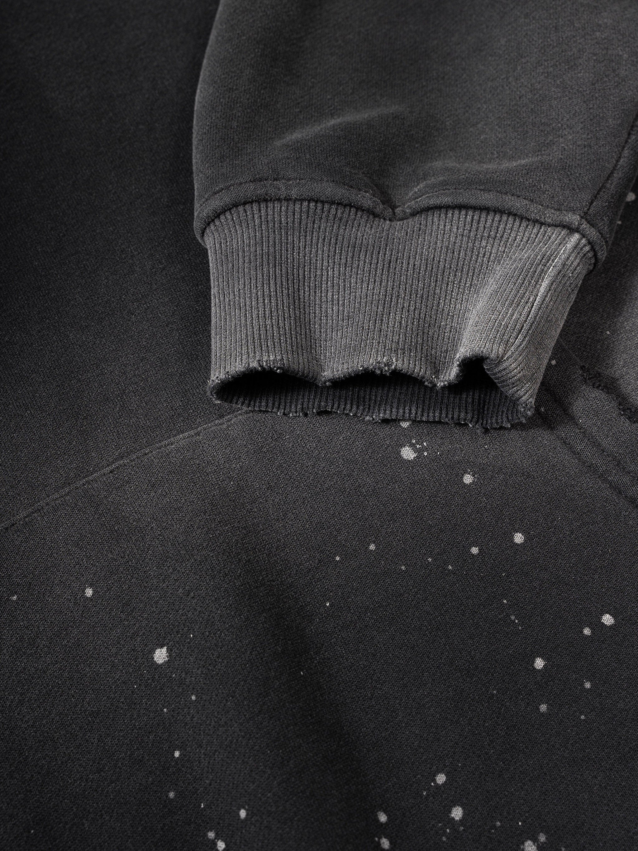 Vintage Washed Frayed Fleece Hoodie