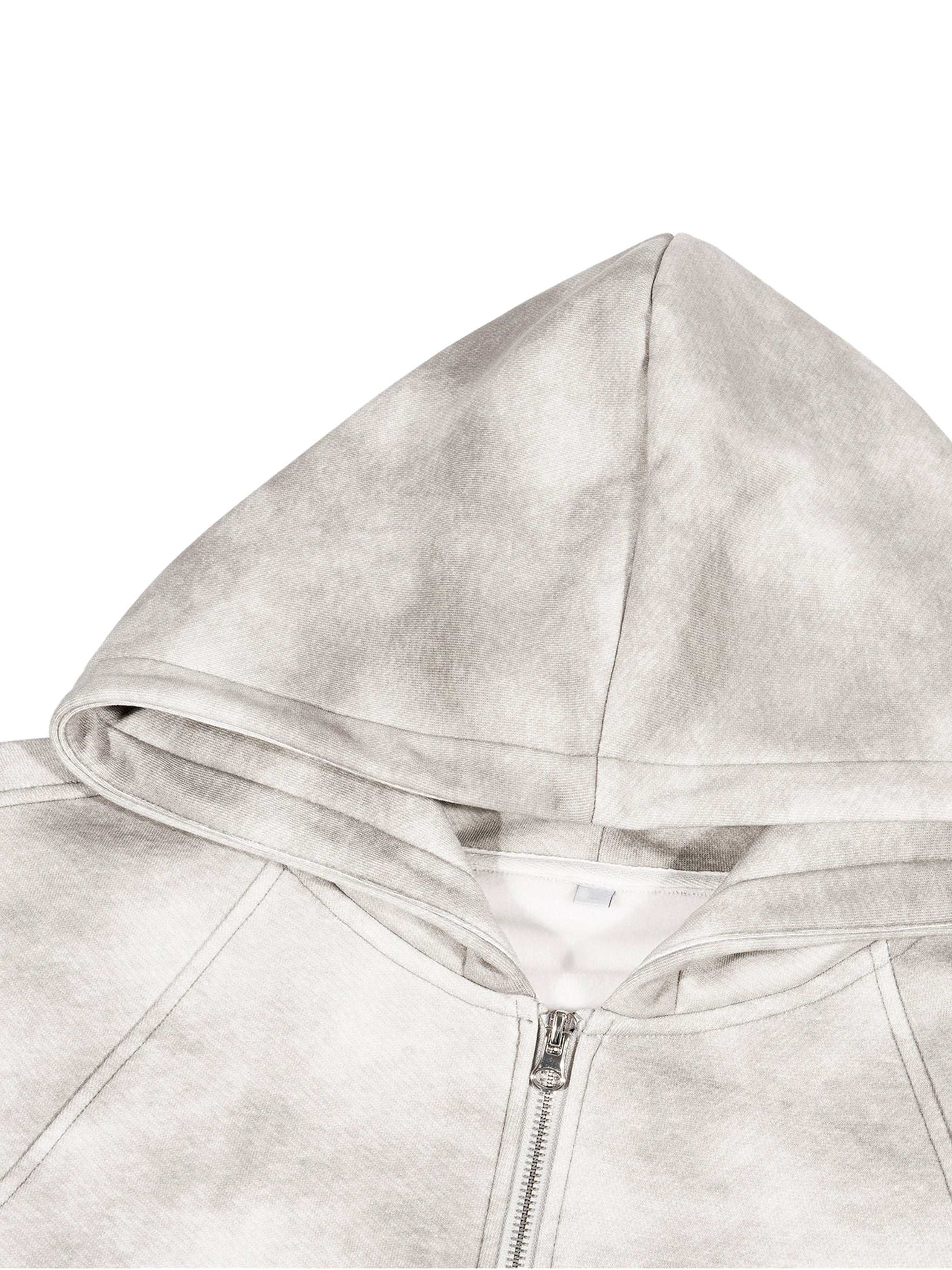 Dirty Washed Zip-Up Fleece Hoodie