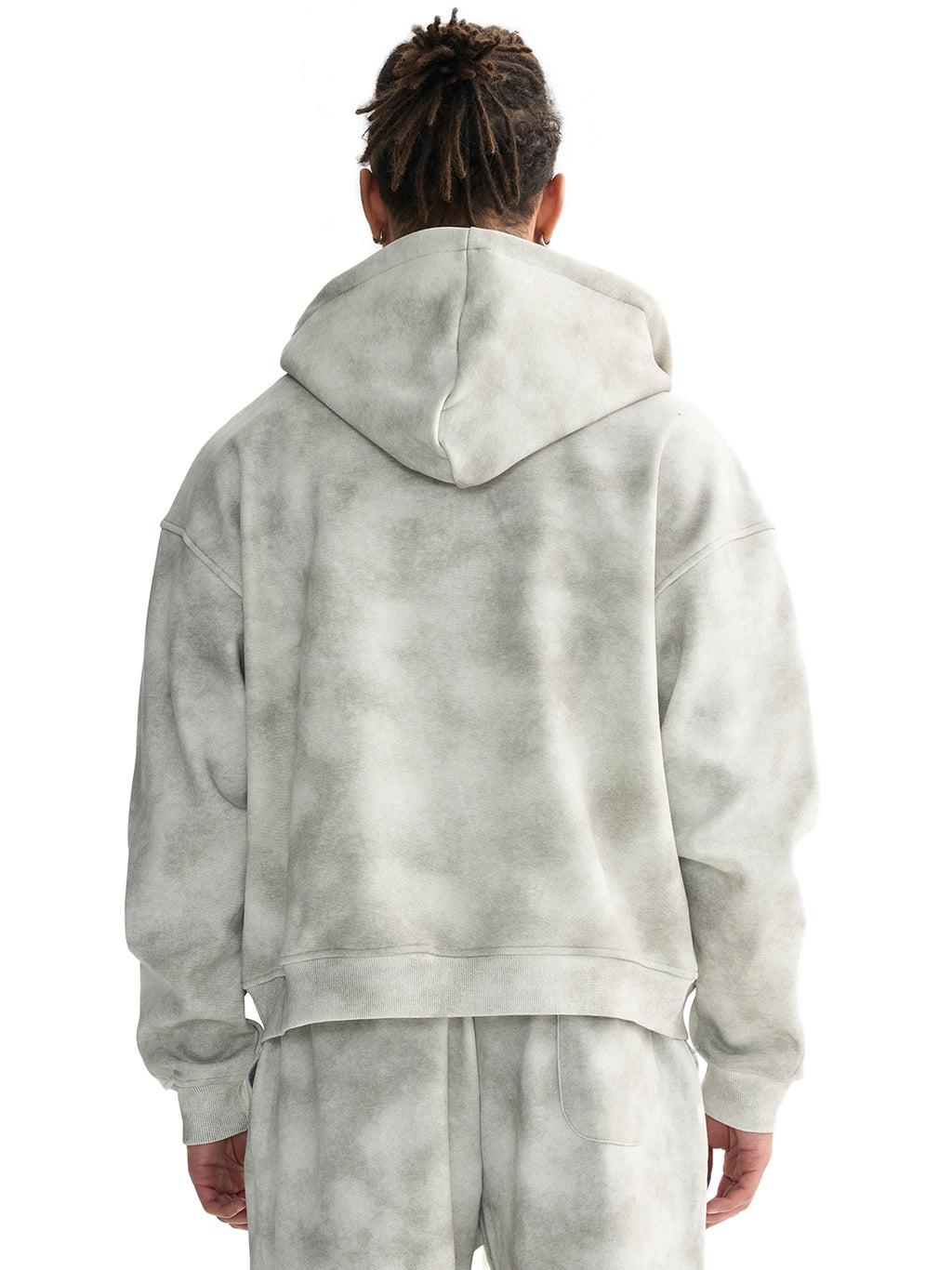 Dirty Washed Zip-Up Fleece Hoodie