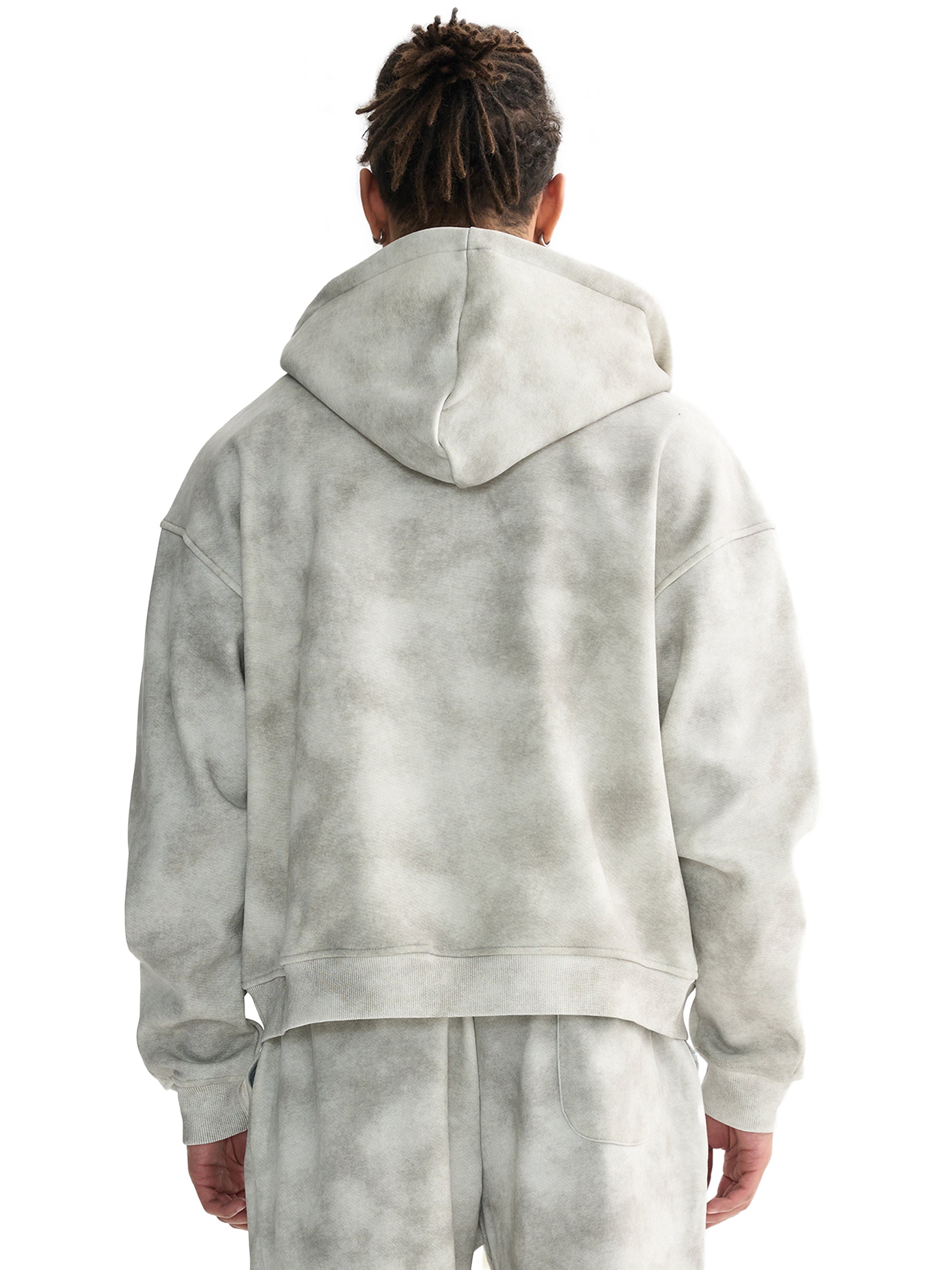 Dirty Washed Zip-Up Fleece Hoodie