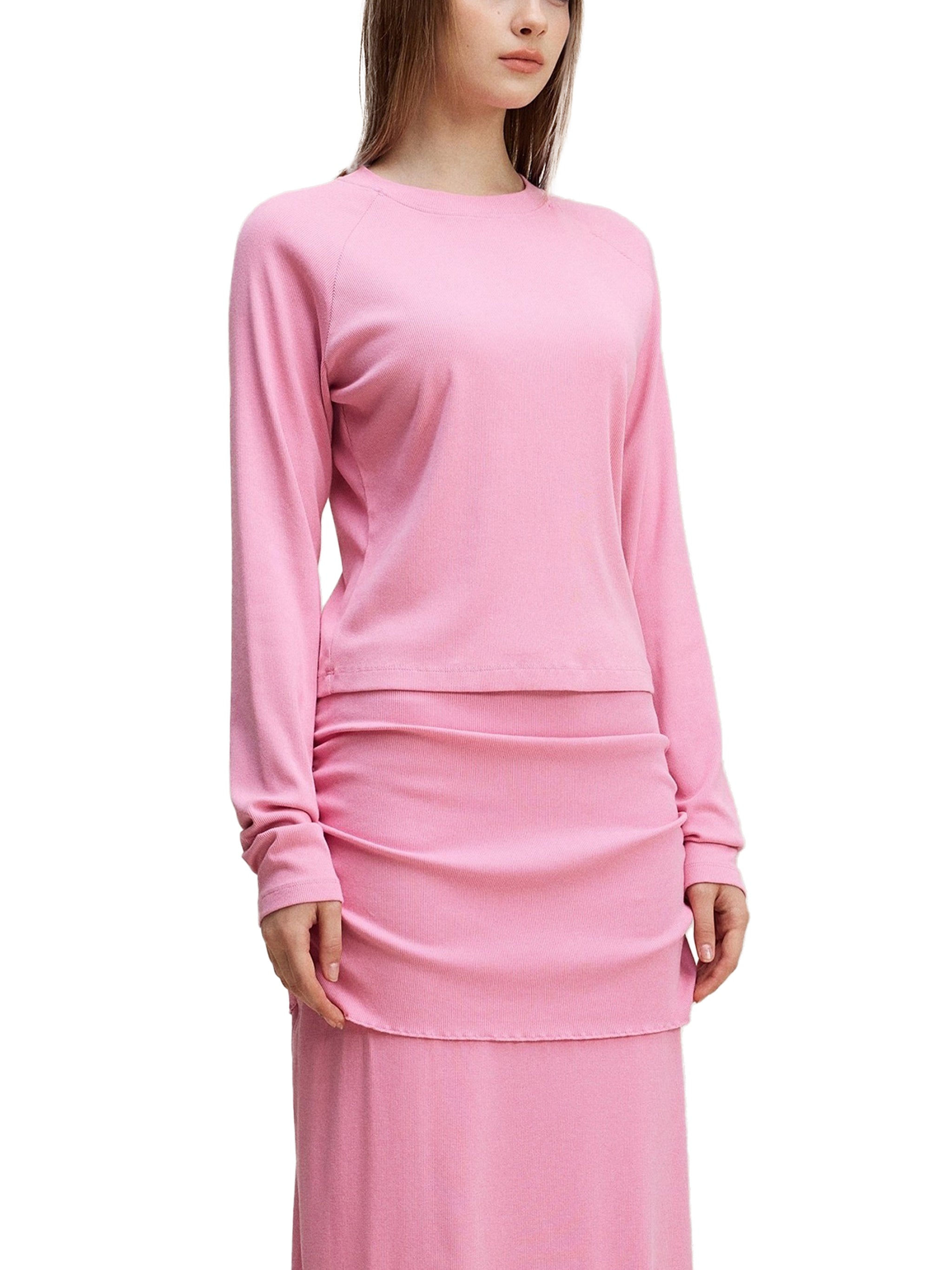 Women’s Dyed Washed Raglan Long Sleeve Slim T-Shirt