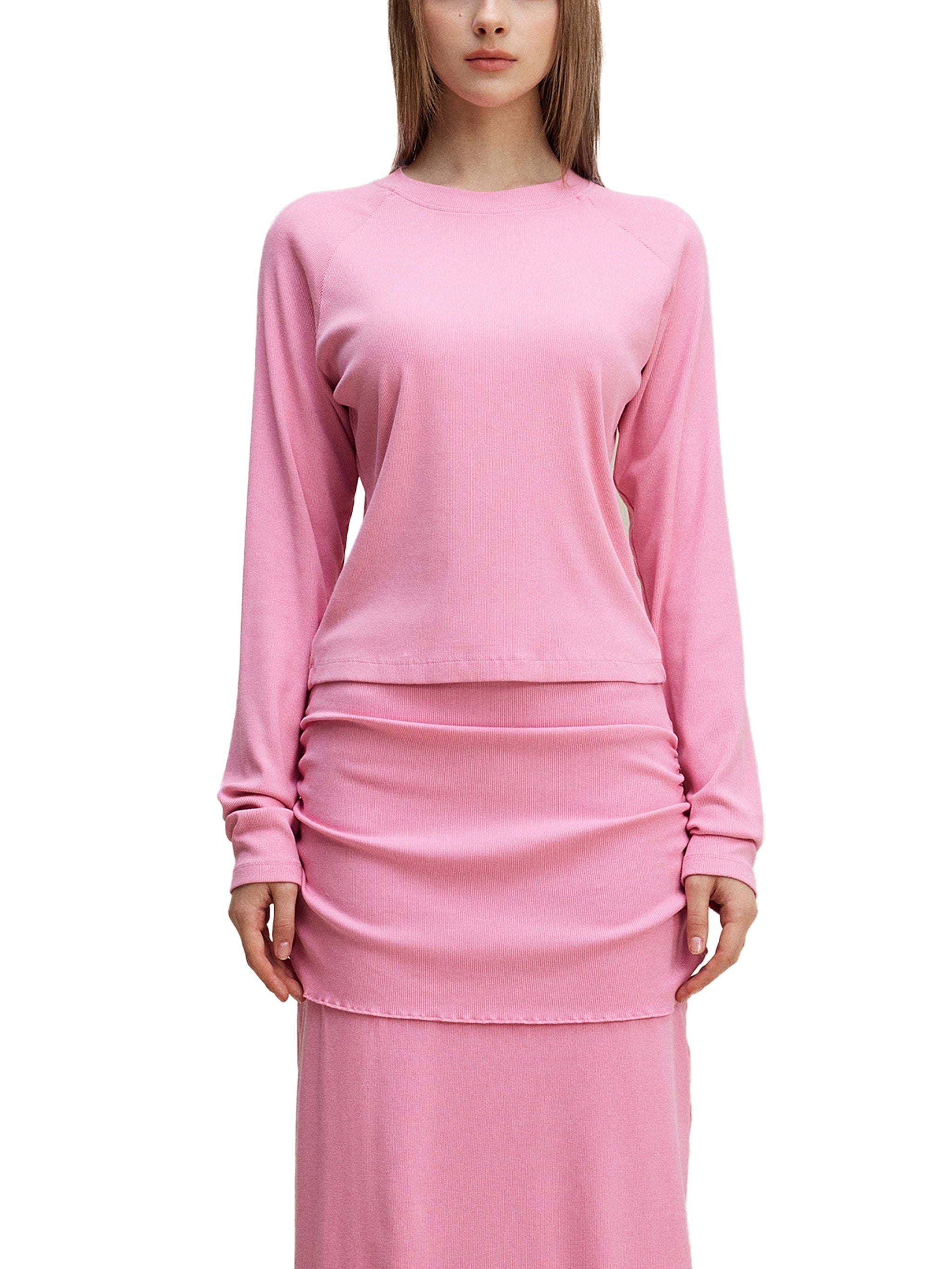 Women’s Dyed Washed Raglan Long Sleeve Slim T-Shirt