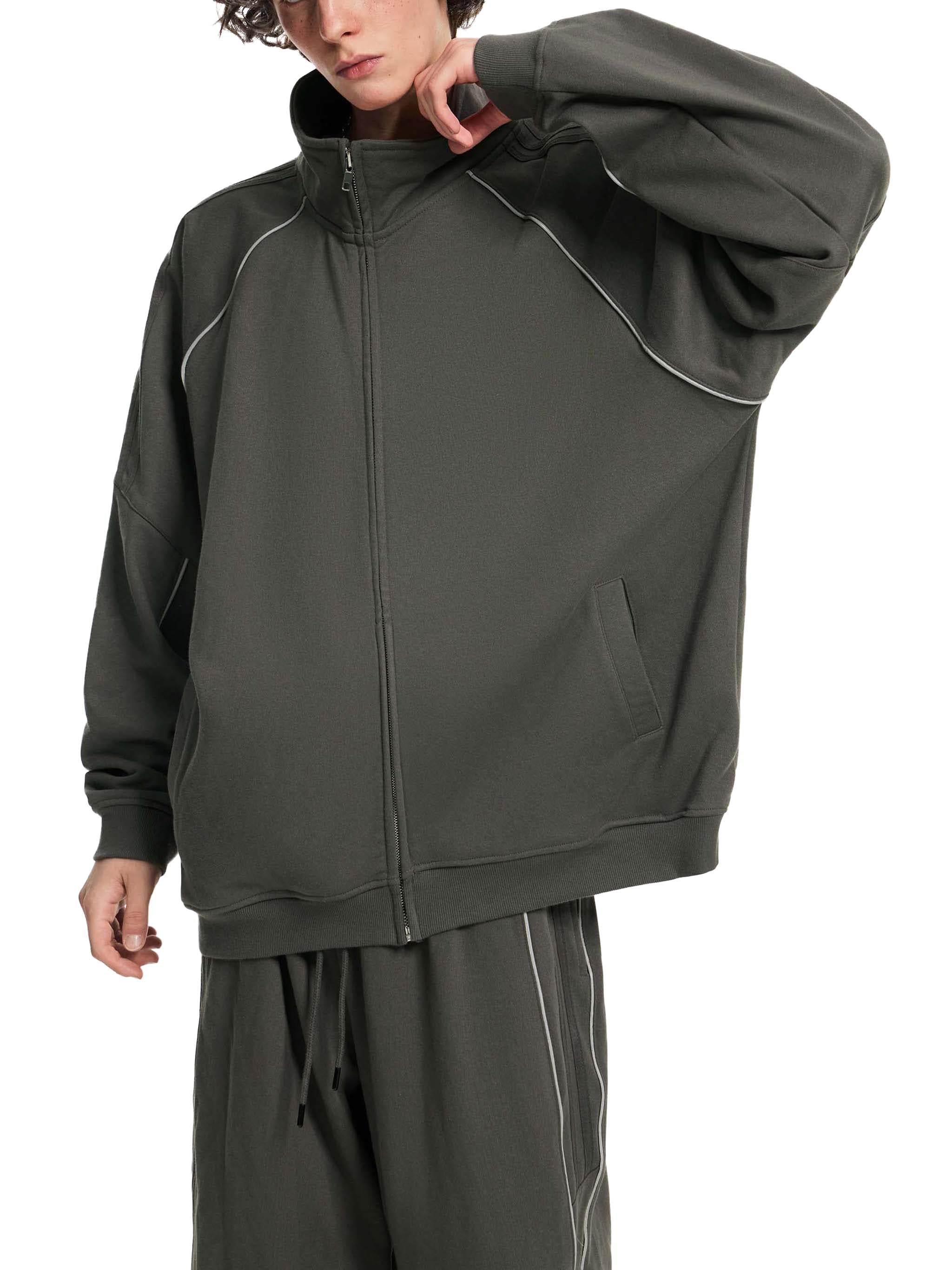 Reflection Striped Raglan Sleeve  Jacket